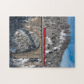 Red Train Pine Snow Covering Mountains Zwitserland Legpuzzel (Horizontaal)