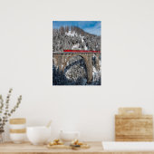 Red Train Pine Snow Covering Mountains Zwitserland Poster (Keuken)