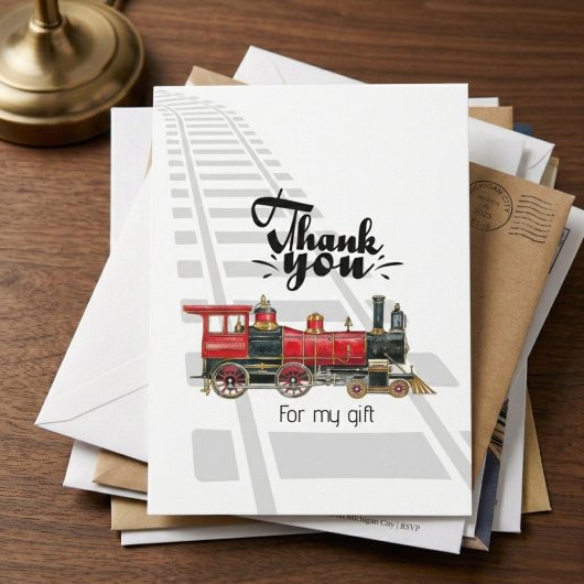 Red Train Rails Dank u Notitiekaartje