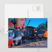 Red Train Save the Date Briefkaart (Voorkant / Achterkant)