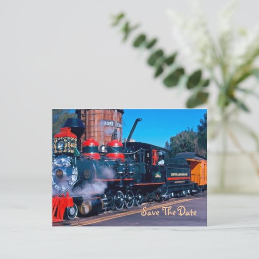 Red Train Save the Date Briefkaart (Staand voorkant)