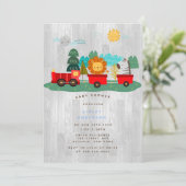 Red Train Wilderness Boy Baby shower Kaart (Staand voorkant)