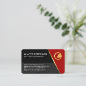 Red Trapezium Grey Layers Business Owner Visitekaartje (Staand voorkant)