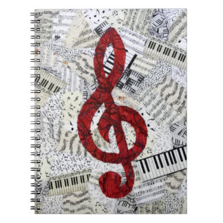 Red Treble Clef Music-laptop Notitieboek