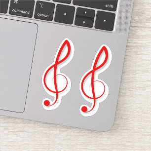 Red Treble Clef Music Symbols Sticker