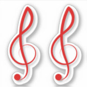 Red Treble Clef Muzieksymbolen Sticker (Voorkant)