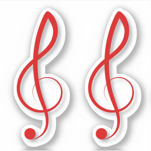 Red Treble Clef Muzieksymbolen Sticker (Voorkant)