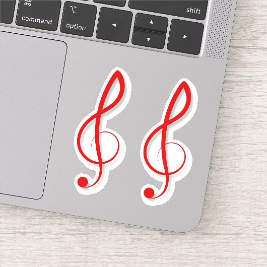 Red Treble Clef Muzieksymbolen Sticker (Detail)
