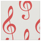 Red Treble Clef Pattern Fabric Stof (Close Up)