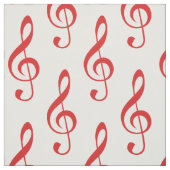 Red Treble Clef Pattern Fabric Stof (Swatch)