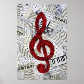 Red Treble Clef Poster (Voorkant)