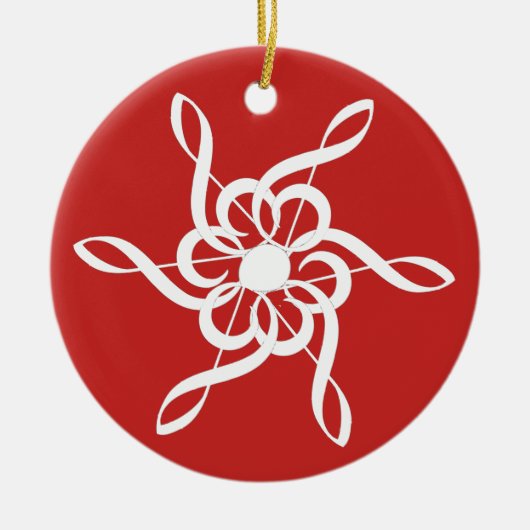Red Treble Clef Snowflake Musical Ornament (Voorkant)