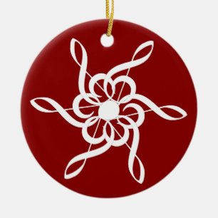 Red Treble Clef Snowflake Musical Ornament