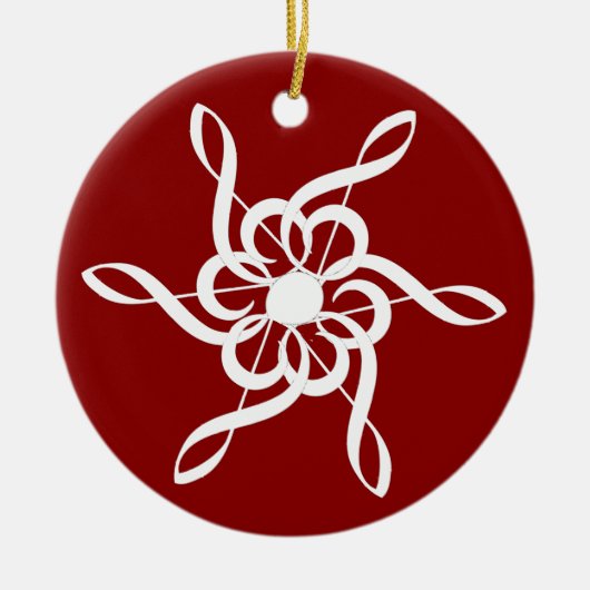 Red Treble Clef Snowflake Musical Ornament (Voorkant)