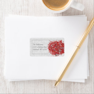 Red Tree Falli Autumn Leaves Return Address Etiket