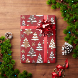 Red Tree Gingerbread Cookies Kerstmis Cadeaupapier