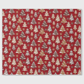 Red Tree Gingerbread Cookies Kerstmis Cadeaupapier (Vlak)