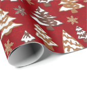 Red Tree Gingerbread Cookies Kerstmis Cadeaupapier (Rol Hoek)