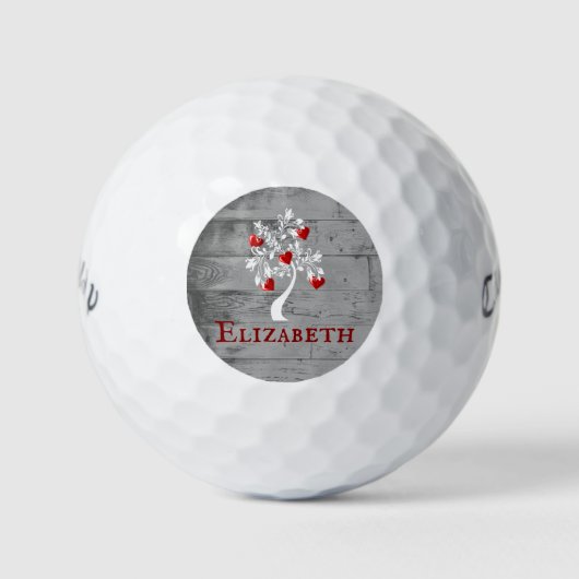 Red Tree of Hearts Personalized Golf Balls Golfballen (Voorkant)