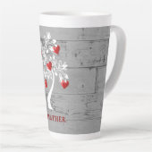Red Tree of Hearts Personalized Latte Mok (Rechterhoek)