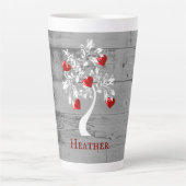 Red Tree of Hearts Personalized Latte Mok (Voorkant)