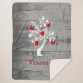 Red Tree of Hearts Personalized Sherpa Blanket Deken (Voorkant)