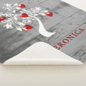 Red Tree of Hearts Personalized Sherpa Blanket Sherpa Deken (3/4)