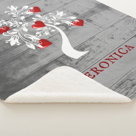 Red Tree of Hearts Personalized Sherpa Blanket Sherpa Deken (3/4)