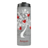 Red Tree of Hearts Personalized Thermal Tumbler Thermosbeker (Voorkant)