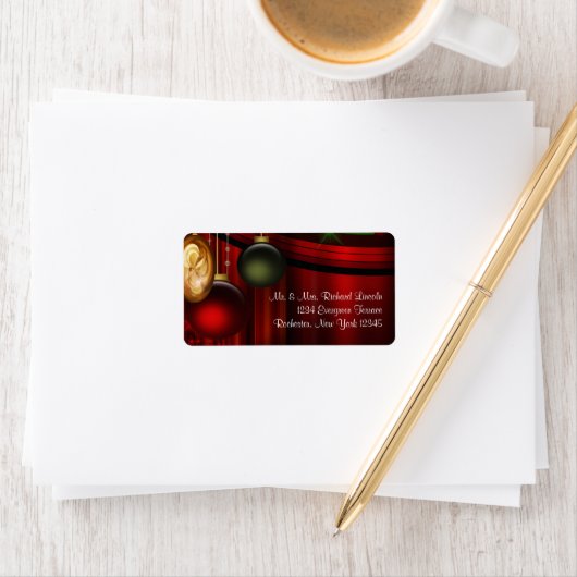 Red Tree Ornamenten Kerst Adresetiketten Etiket (Insitu)