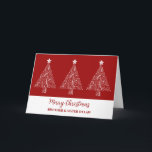 Red Trees Brother en Zuster in de Kerstwet Kaart<br><div class="desc">Vrolijk kerstfeest voor zwager en schoonzus kaart in modern rood met  kerstboomillustraties.</div>