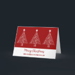 Red Trees Brother en Zuster in de Kerstwet Kaart<br><div class="desc">Vrolijk kerstfeest voor zwager en schoonzus kaart in modern rood met  kerstboomillustraties.</div>