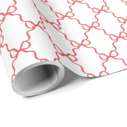 Red Trellis Bow | Coquette Christmas  Cadeaupapier (Rol Hoek)