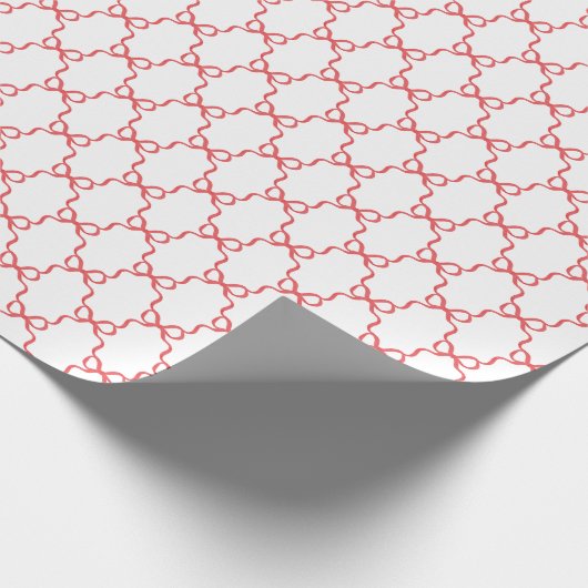 Red Trellis Bow | Coquette Christmas  Cadeaupapier (Hoek)