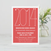 Red Trendy 2014 Afstuderen Invitation Kaart (Staand voorkant)