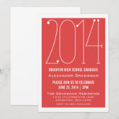 Red Trendy 2014 Afstuderen Invitation Kaart (Voorkant / Achterkant)