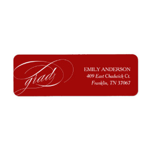 Red Trendy Calligraphy Afstuderen Adres Etiket
