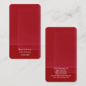 Red Trendy Modern Plain Professional Manager Visitekaartje (Voorkant / Achterkant)