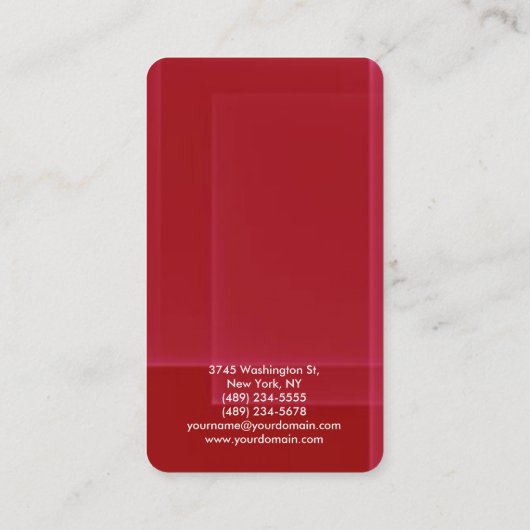 Red Trendy Modern Plain Professional Manager Visitekaartje (Achterkant)