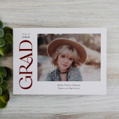 Red Trendy Serif Twee foto's Afstuderen Aankondiging