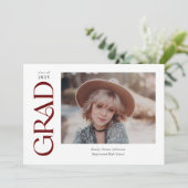 Red Trendy Serif Twee foto's Afstuderen Aankondiging (Staand voorkant)