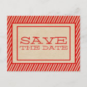 Red Trendy Stripes Save the Date Briefkaart (Voorkant)
