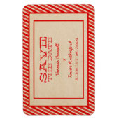 Red Trendy Stripes Save the Date Magnet Magneet (Verticaal)