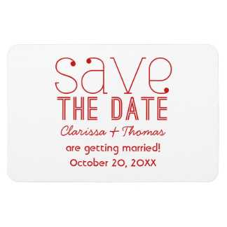 Red Trendy Typography Save the Date Magnet Magneet