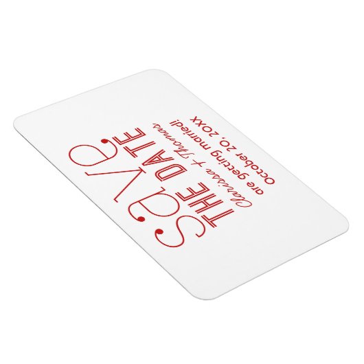 Red Trendy Typography Save the Date Magnet Magneet (Rechterzijde)