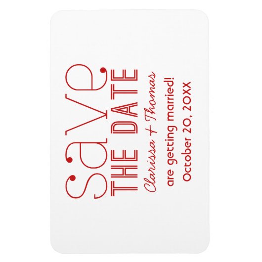 Red Trendy Typography Save the Date Magnet Magneet (Verticaal)