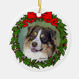 Red Tri Aussie Dog Art van Glenda S. Harlan Keramisch Ornament