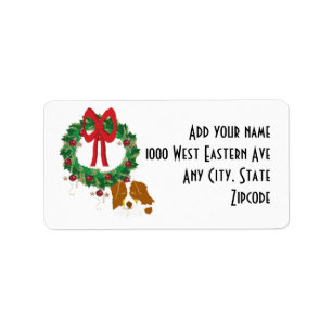 Red Tri Aussie met kerstmis Etiket