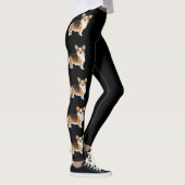 Red Tri Pembroke Welsh Corgi Cartoon Dogs Zwart Leggings (Rechts)