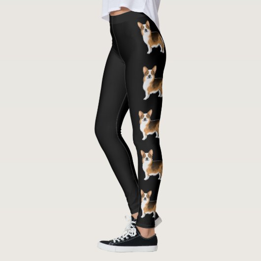 Red Tri Pembroke Welsh Corgi Cartoon Dogs Zwart Leggings (Links)